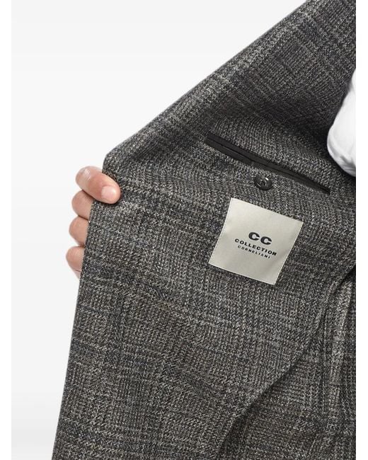 Corneliani Gray District Check Peak-Lapel Blazer for men