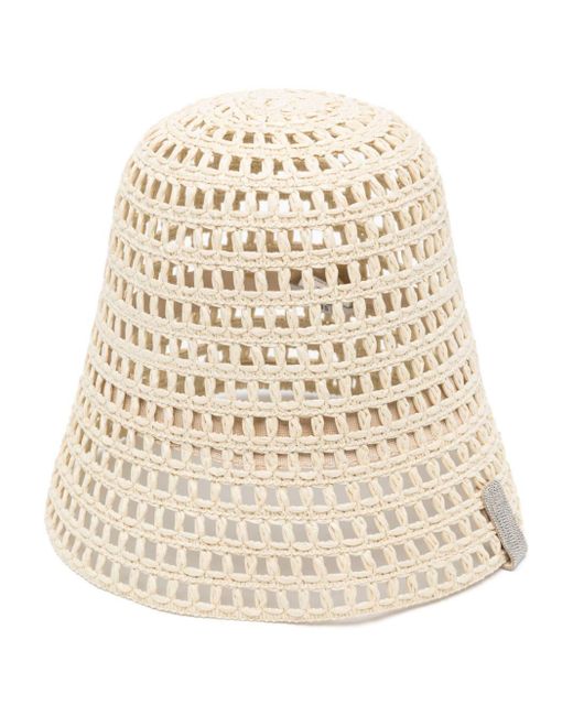 Peserico Natural Bead-embellishment Interwoven Hat