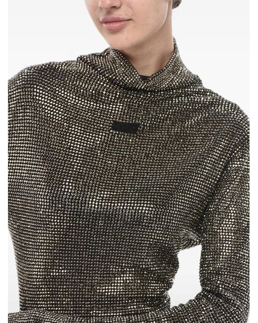 Off-White c/o Virgil Abloh Metallic Rhinestone-Embellished Twist Mini Dress