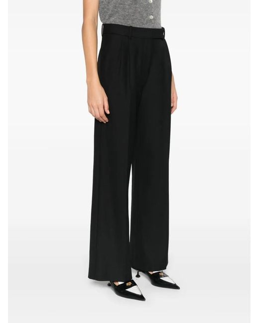Maje Black Tailored Wool-Blend Pleated Trousers