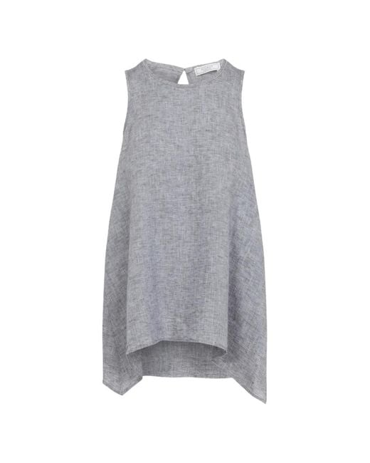 Peserico Gray Blouse Asymétrique À Ouverture Goutte D'Eau
