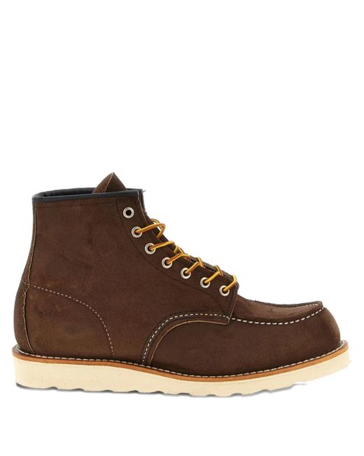 Red Wing Brown Classic Moc Contrast-Stitching Ankle Boots for men
