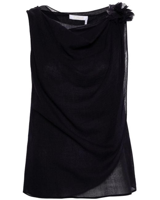Chloé Black Trägershirt mit Brosche