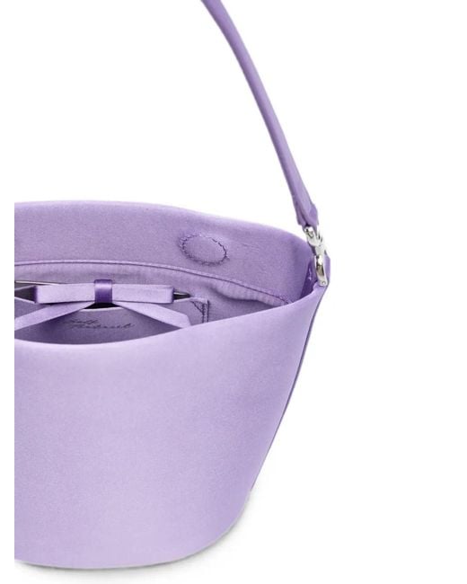 Self-Portrait Purple Satin Floral-Charm Tote Bag