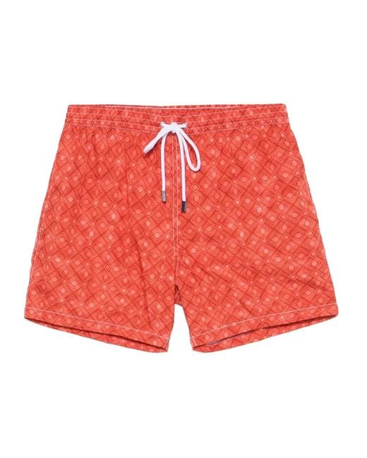 Barba Napoli Red Graphic-Print Swim Shorts for men