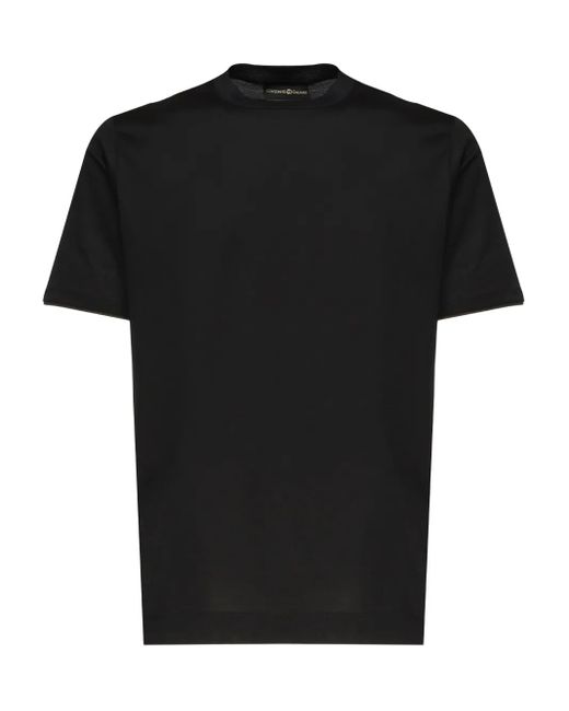 Giuliano Galiano Black Crew-Neck Short-Sleeve T-Shirt for men
