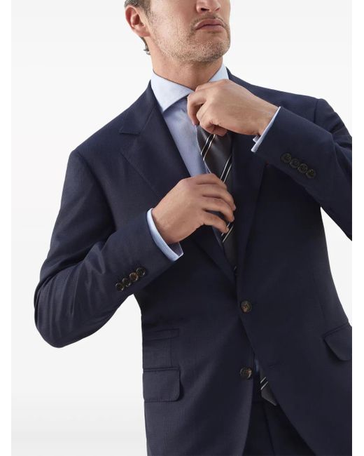 Brunello Cucinelli Blue Single-Breasted Virgin-Wool Blazer for men