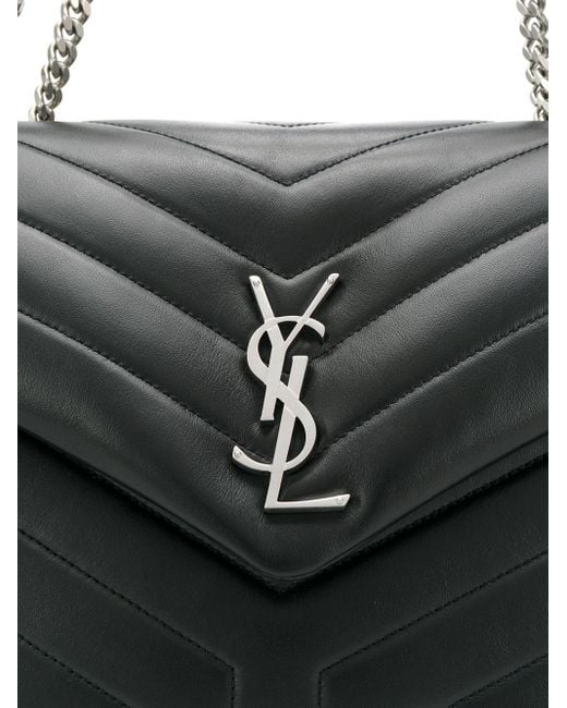 Saint Laurent Black Loulou Medium Chain Bag In Quilted "y" Leather