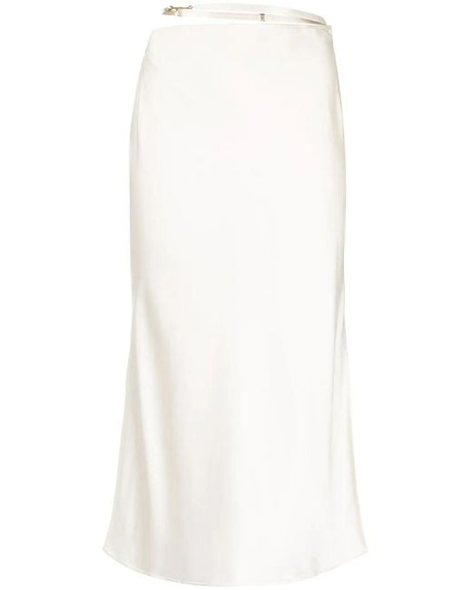 Jacquemus White Satin Midi Skirt La Jupe Notte