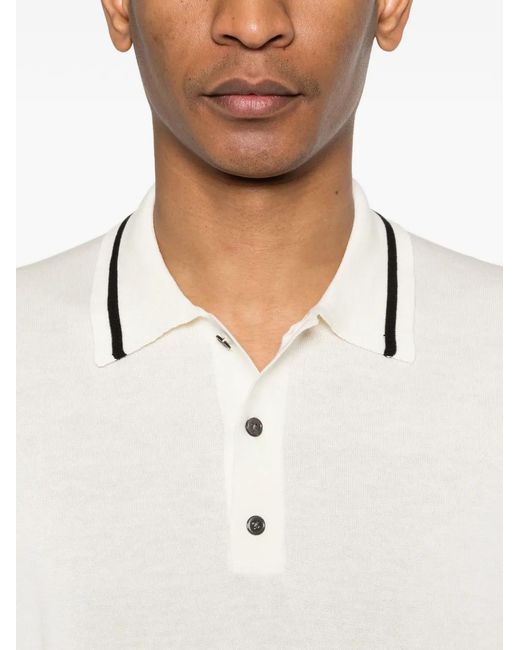 Grayed White Button-Up Polo Shirt for men
