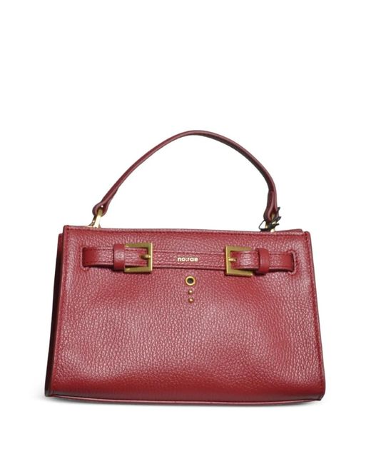 no:rae Red Small Valegro Leather Tote Bag