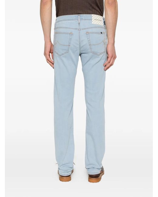 Jacob Cohen Blue Contrast-Stitching Jeans for men