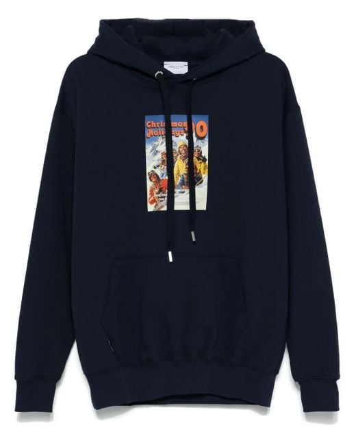 FAMILY FIRST Blue Graphic-Print Hoodie for men