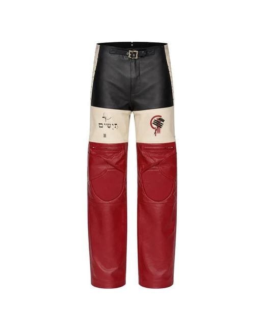 Enfants Riches Deprimes Red Tripping Moto Trousers for men