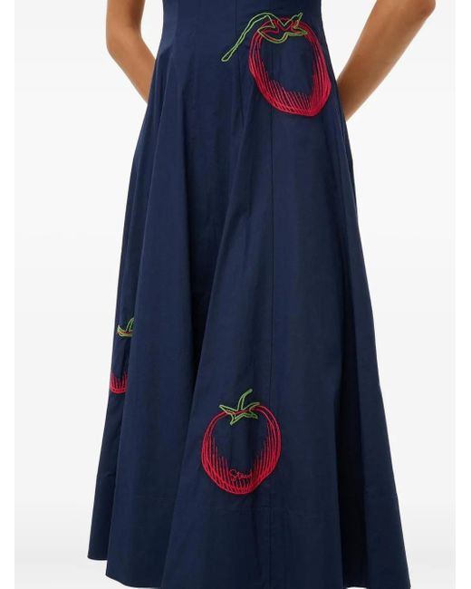 Staud Blue Wells Poplin Midi Dress