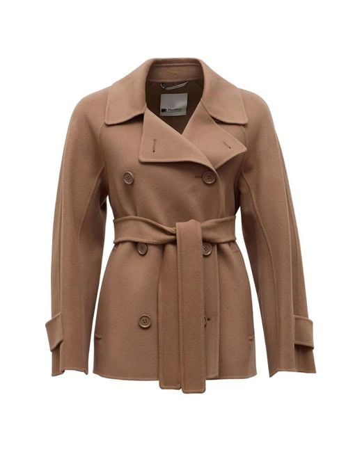 Max Mara Brown Double-Breasted Belted Coat