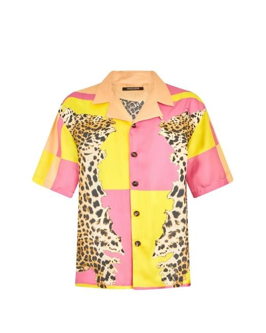 Roberto Cavalli Pink Chemise À Imprimé Léopard for men