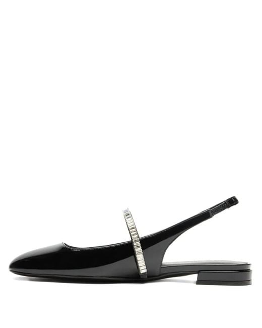 Stuart Weitzman Slingback Ballerina's Verfraaid Met Kristallen in het Black