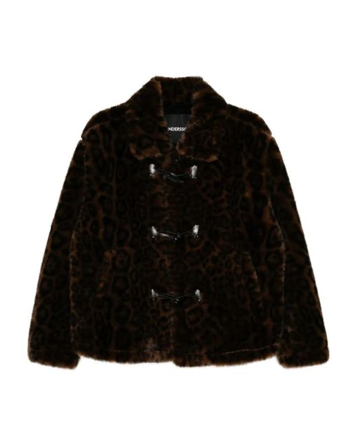 ANDERSSON BELL Black Leopard-Print Duffle Jacket for men