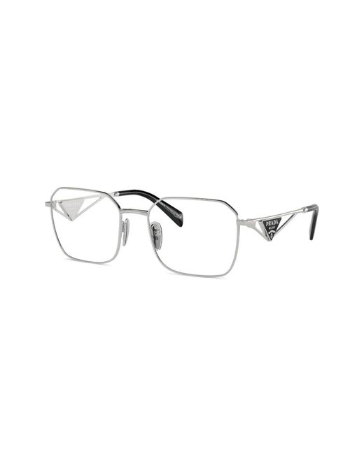 Prada Metallic Rectangle-Frame Glasses