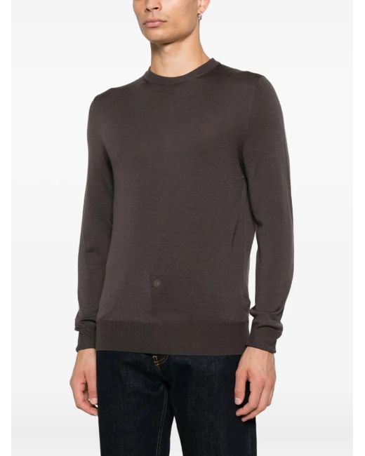 Canali Black Crew-Neck Wool Sweater for men