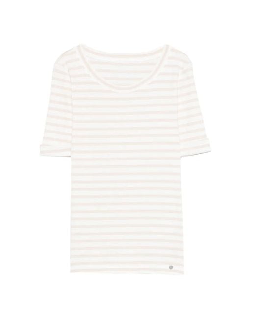 Marc Cain White Striped T-Shirt