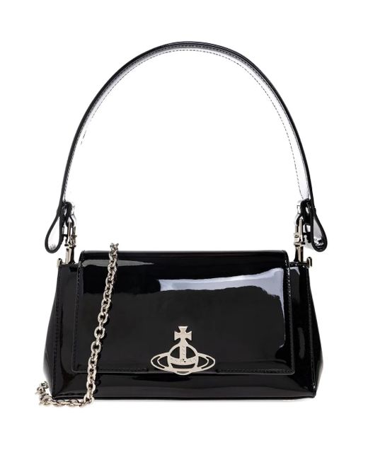 Vivienne Westwood Patent-Leather Orb Shoulder Bag in Black | Lyst