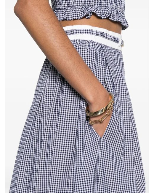 Maje Midi-Rok Met Gingham Ruit in het Blue
