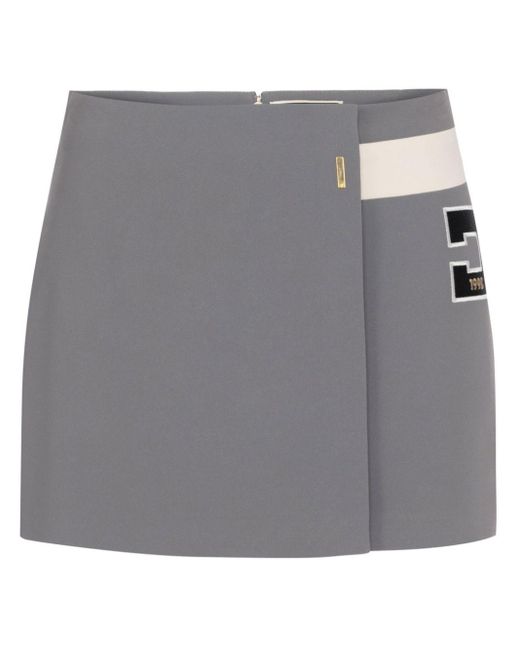 Elisabetta Franchi Gray Logo-Patch Mini Skirt