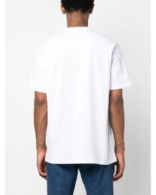 MSGM White Logo-Lettering Print Cotton T-Shirt for men
