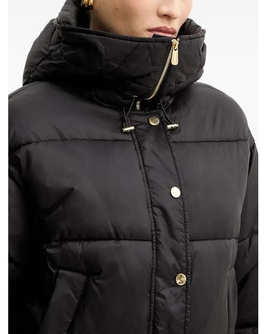 Pinko Black Buttoned Hooded Jacket