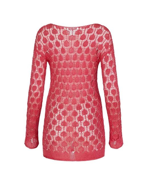 Paramidonna Red Mira Crochet Beach Dress