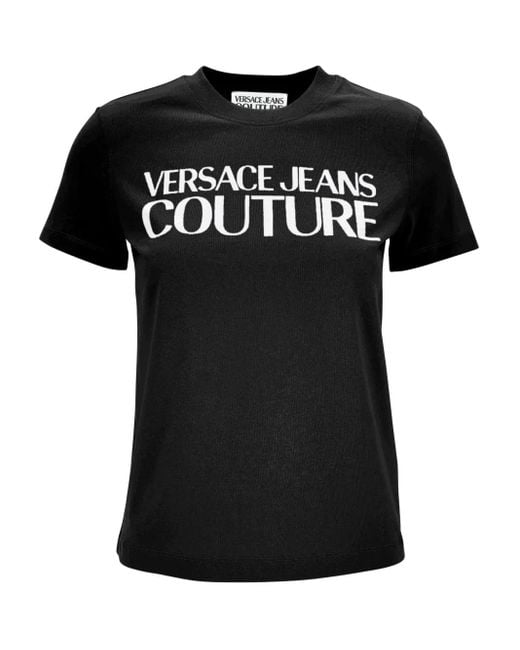 Versace Jeans Couture Black Logo-Print Cotton T-Shirt