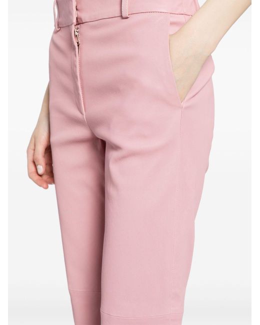 Arma Pink Cropped-Hose aus Leder