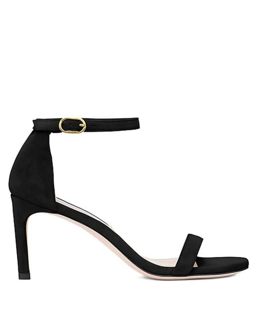 Stuart Weitzman Black 80Mm Nunakedstraight Heeled Sandals
