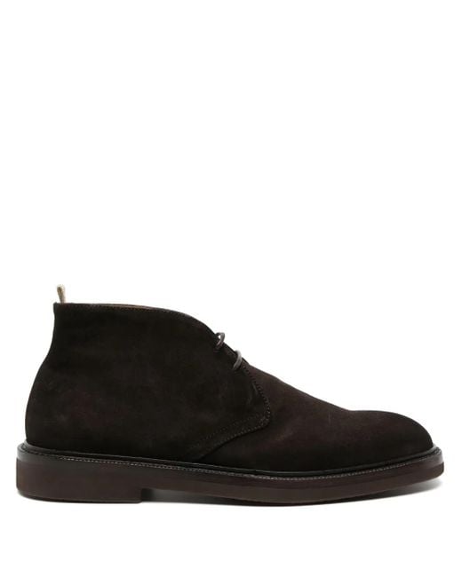 Officine Creative Black Low-Top Lace-Up Suede Boots for men