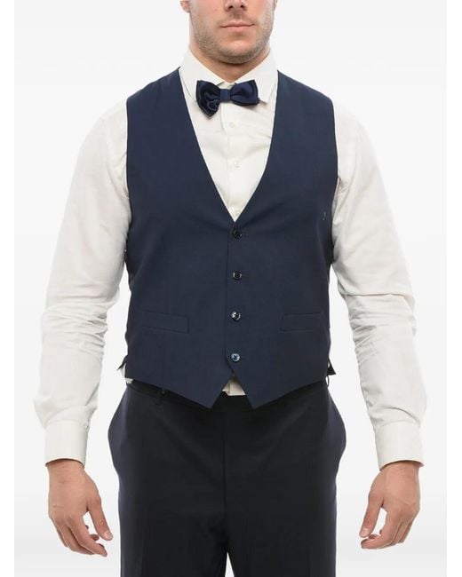 Corneliani Blue Four-Button Waistcoat for men