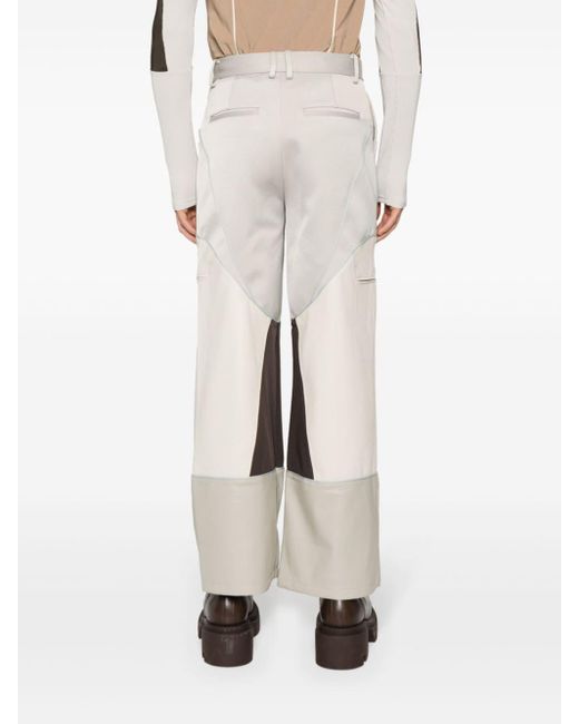 Feng Chen Wang Natural Panelled Straight-leg Cargo Pants for men