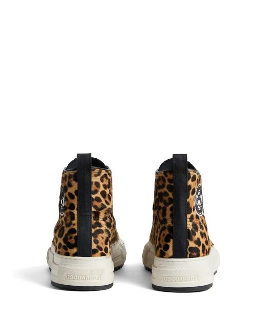 DSquared² Natural Leopard-Print High-Top Sneakers for men