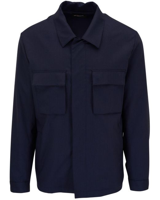 Kiton Blue Concealed-fastening Shirt Jacket for men