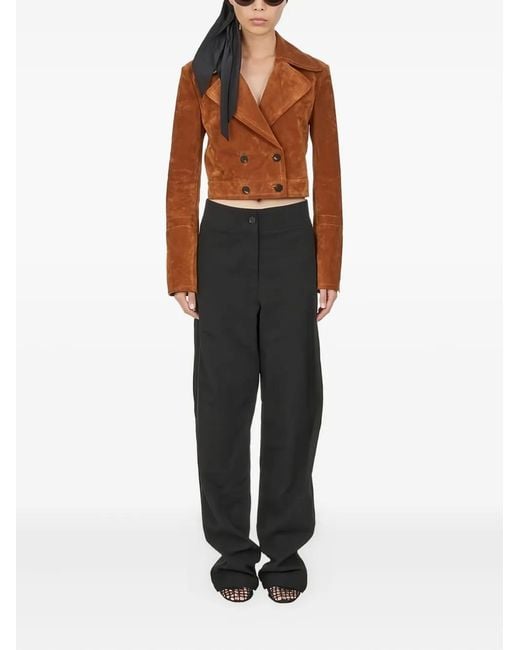 Ferragamo Brown Double-Breasted Cropped Jacket