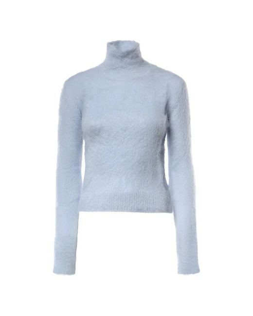 Dondup Blue Brushed-Effect Roll-Neck Sweater