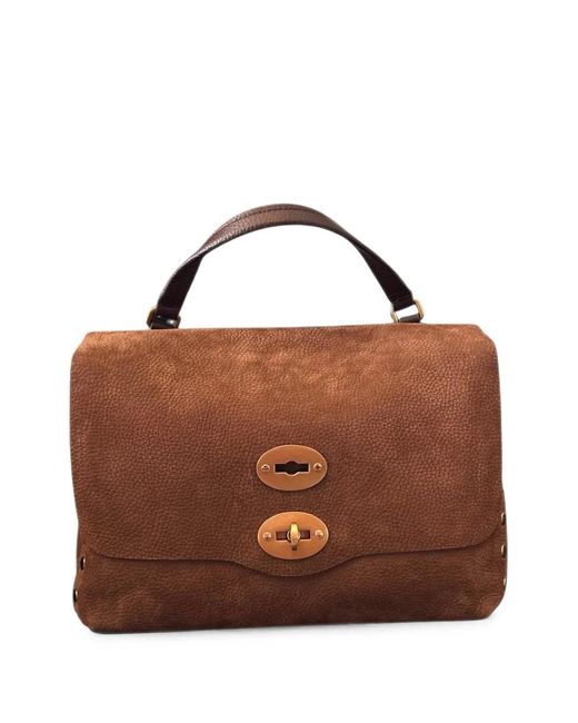 Zanellato Brown Postina Pebble-Texture Tote Bag