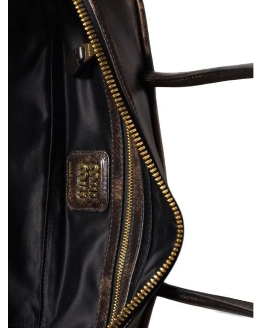 Miu Miu Black Beau Logo-Embossed Tote Bag