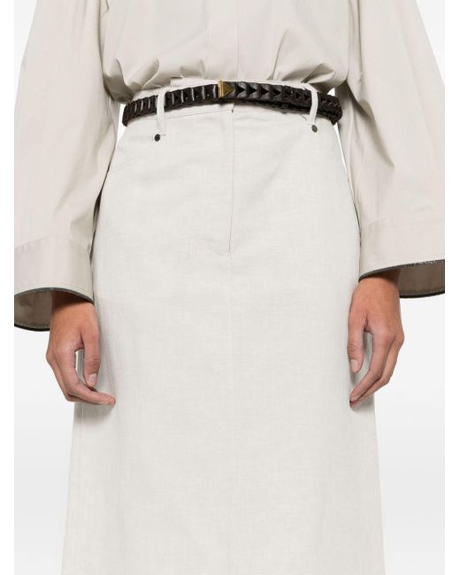 Brunello Cucinelli White Linen Skirt