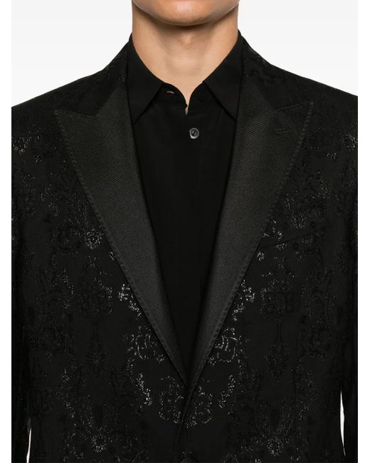 Etro Black Patterned-Jacquard Blazer for men