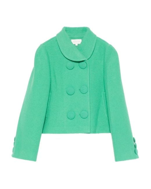 ShuShu/Tong Green Double-Breasted Button-Up Blazer