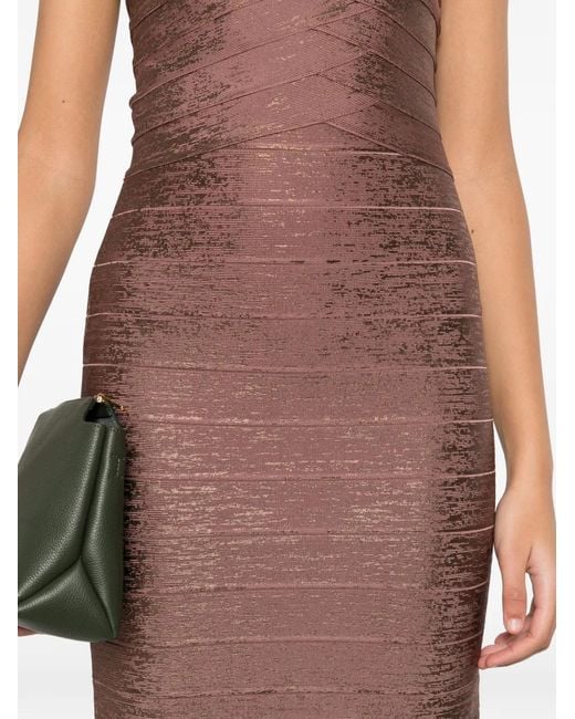 Hervé Léger Pink V-Neck Bandage Dress