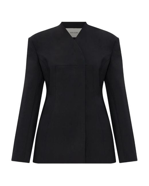 Entire studios Black Button-Fastening Double-Breasted Coat