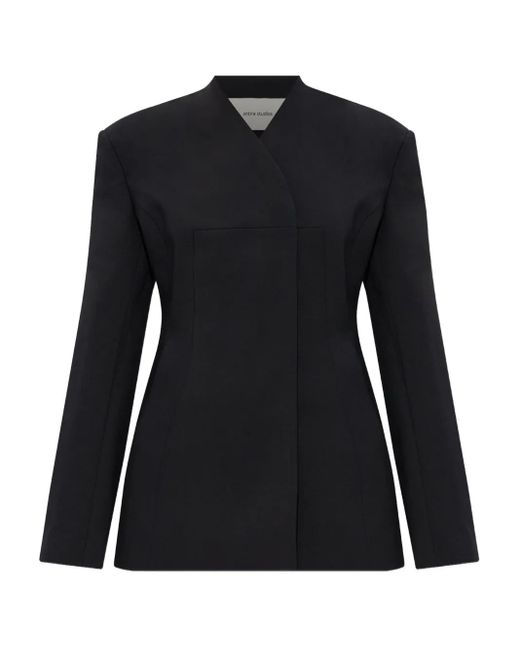 Entire studios Black Button-Fastening Double-Breasted Coat